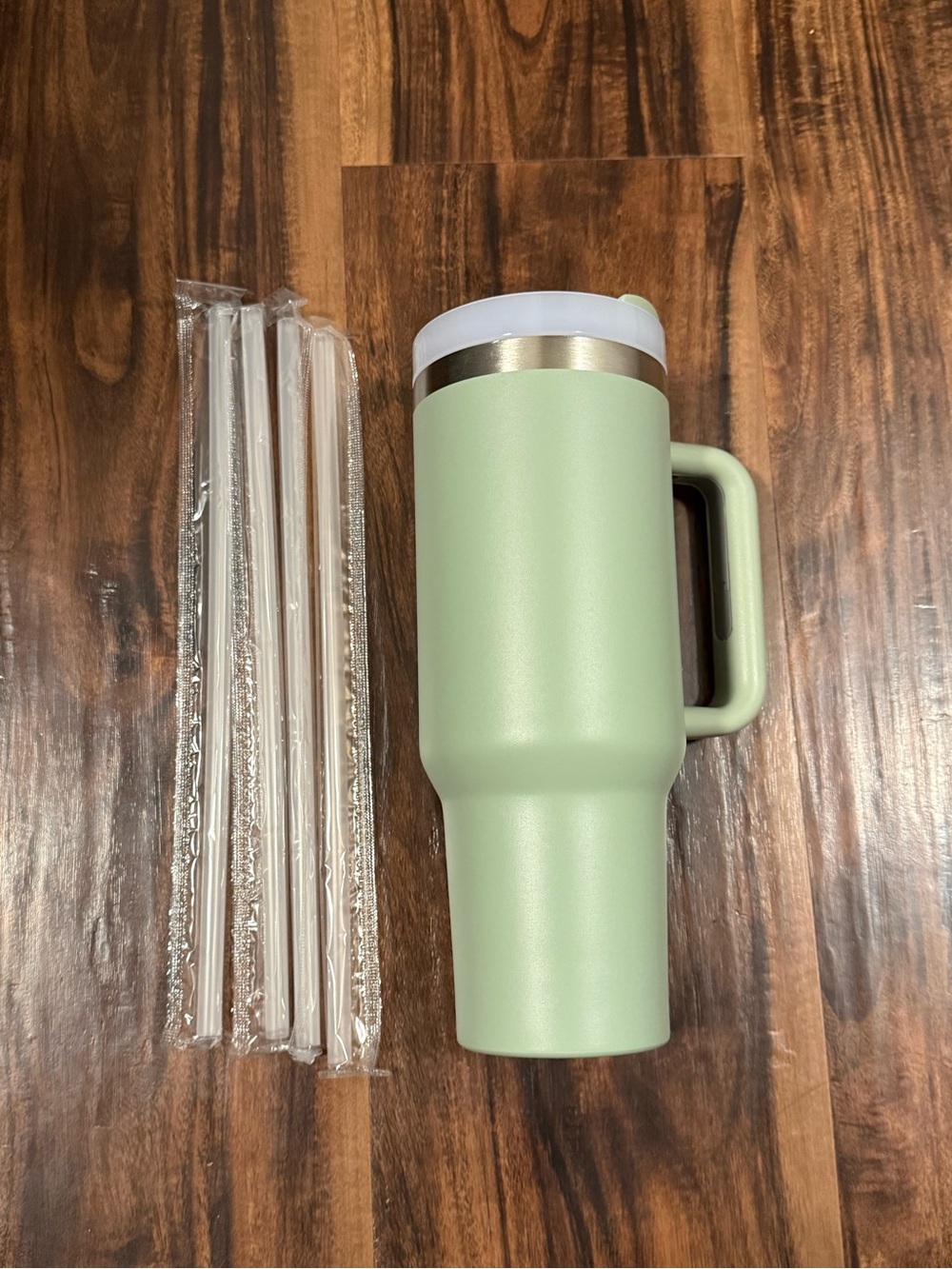 Large Sage Green Travel Tumbler with Handle